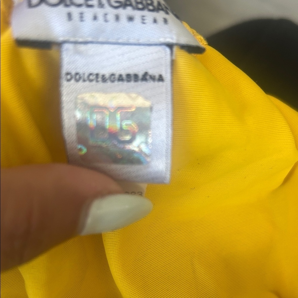 Dolce & Gabbana Y2K Yellow Number Metallic Print Bikini Bottom Sz M - Picture 3 of 8